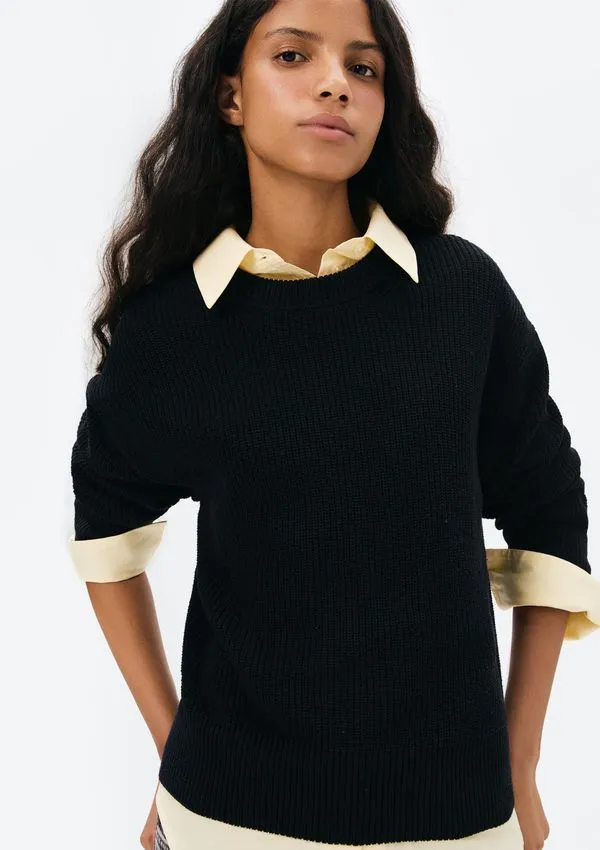 Blusão Feminino Em Tricô de Algodão - Preto M