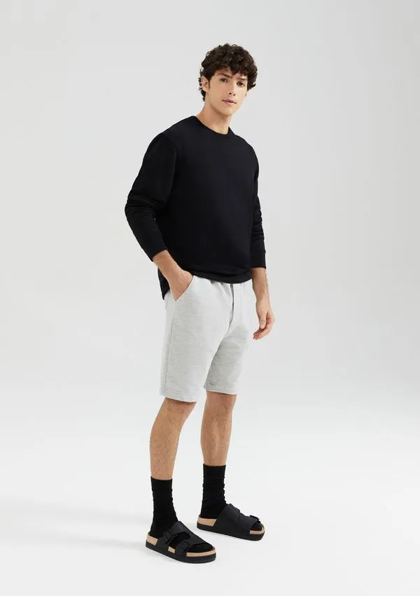 Bermuda Básica Masculina Reta Em Moletom - Cinza M