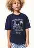 Camiseta Oversized Infantil Menino Estampada - Azul 016