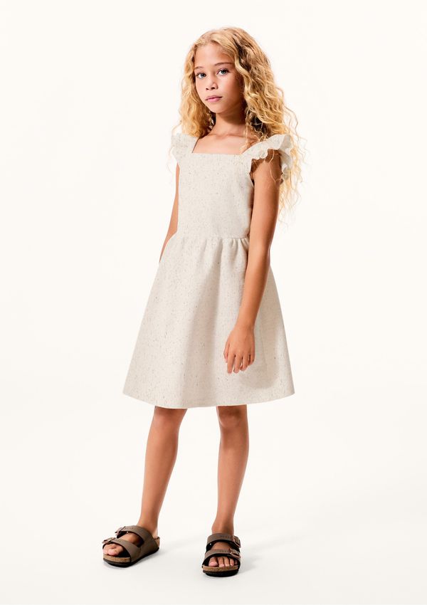 Vestido Infantil Em Algodão e Linho Evasê - Creme 008