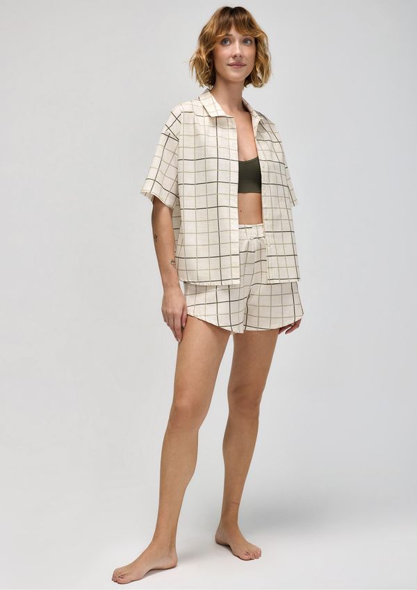 Pijama Curto Feminino Fio Tinto - Off white G