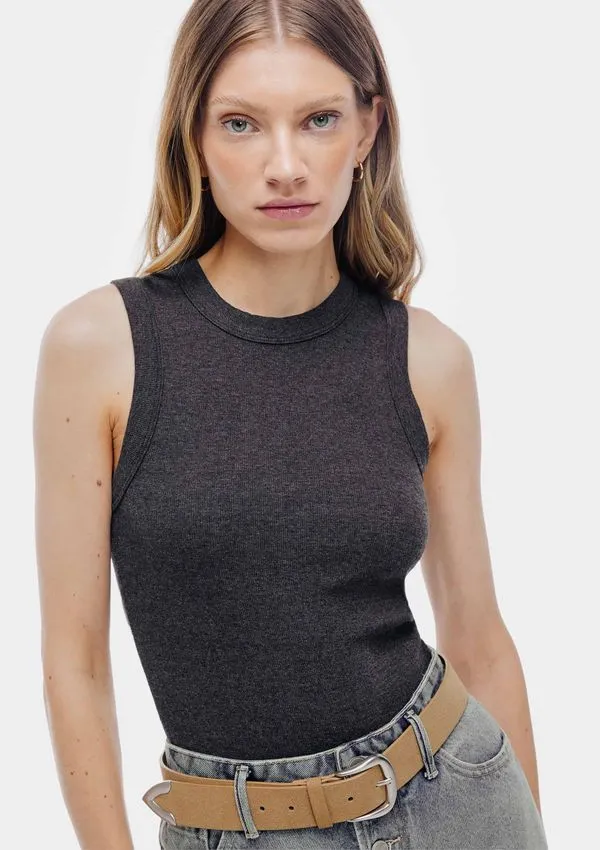 Regata Básica Feminina Slim Neck - Cinza M