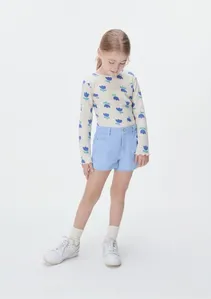 Blusa Infantil Menina Manga Longa Em Ribana - Creme 006