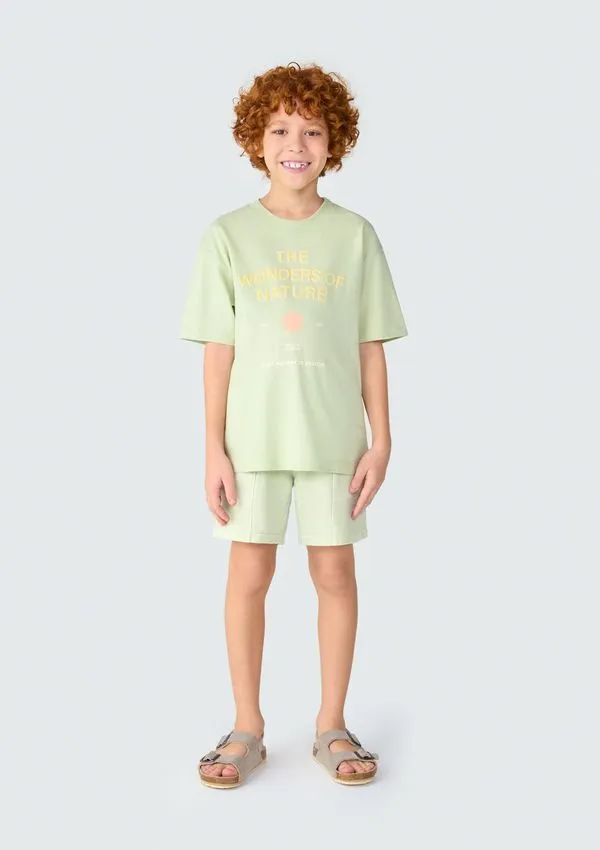 Camiseta Infantil Menino Manga Curta Oversized - Verde 008
