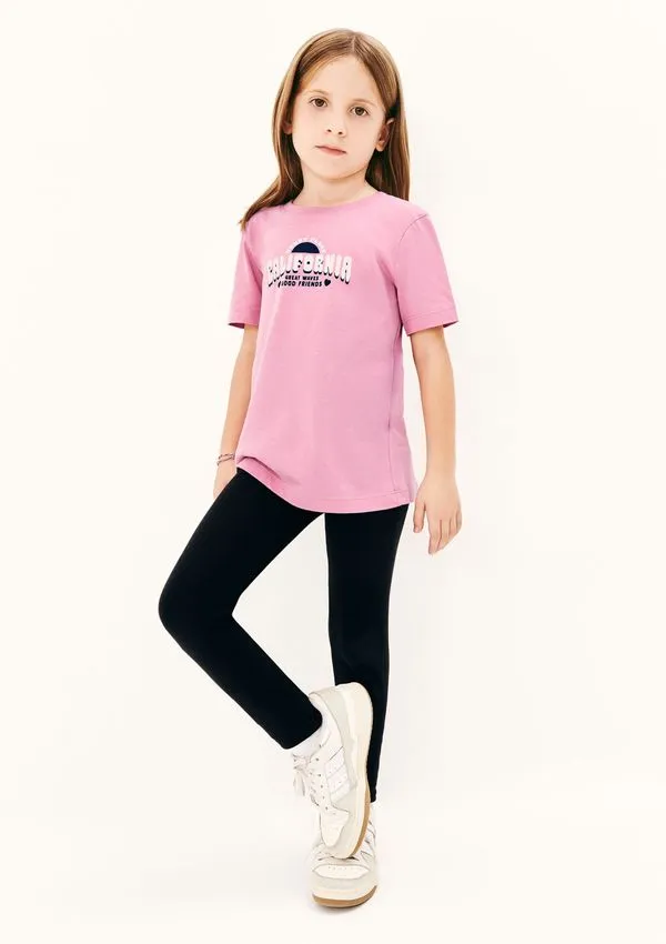 Blusa Infantil Menina Manga Curta Com Estampa - Rosa 005