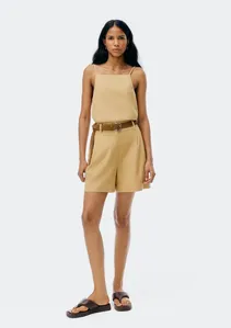 Shorts Feminino Cintura Alta Em Alfaiataria - Bege 038
