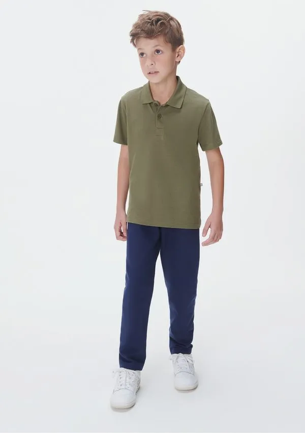Camisa Polo Infantil Menino Manga Curta Em Piquet - Verde 008