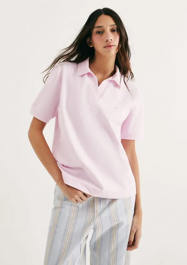 Camisa Polo Feminina Em Piquet - Rosa M