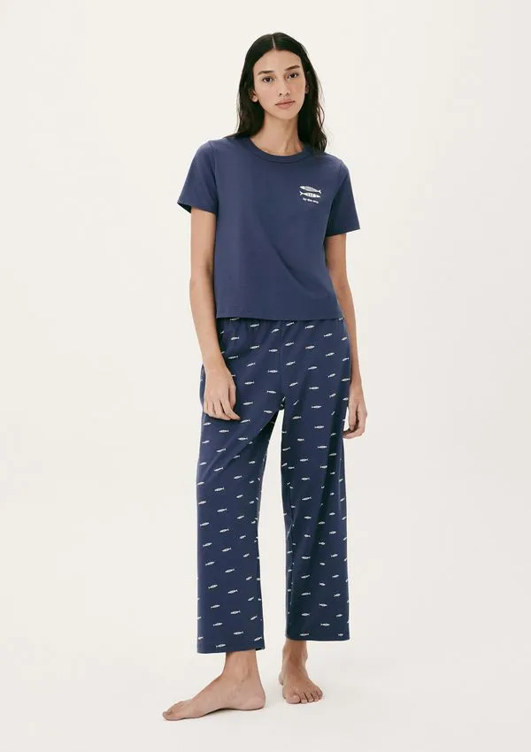 Pijama Longo Feminino Estampado - Azul P