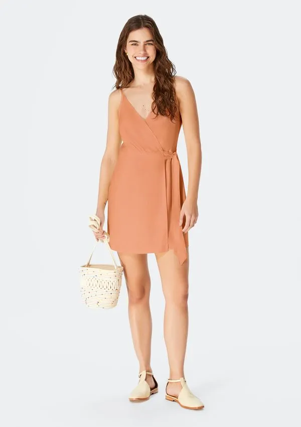 Vestido Curto Transpassado - Laranja XG