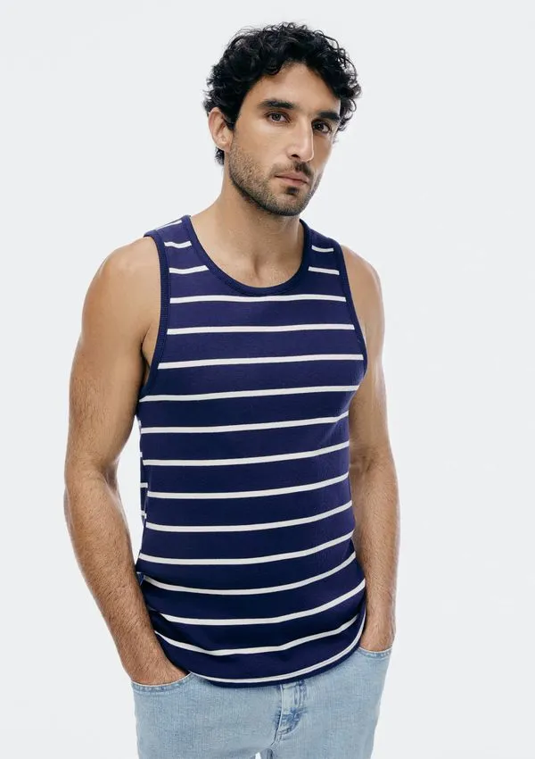 Regata Masculina Listrada Em Ribana - Azul M