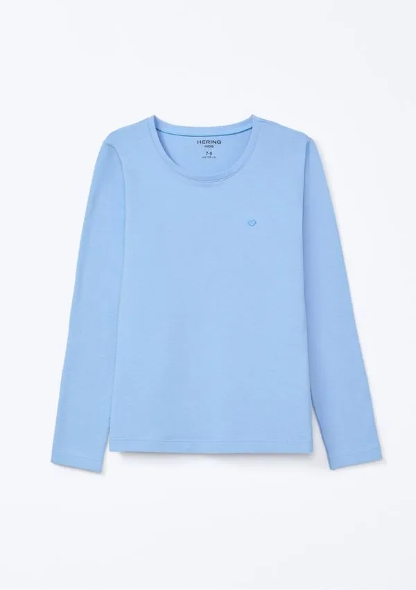 Blusa Básica Infantil Menina Manga Longa Com Patch Hering Kids - Azul 002