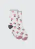 Meia Infantil Menina Em Ribana Cano Alto Estampada - Off white M