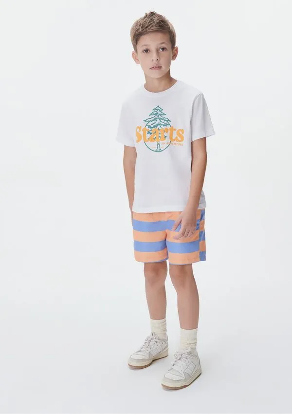 Shorts Infantil Menino Estampado - Laranja 010
