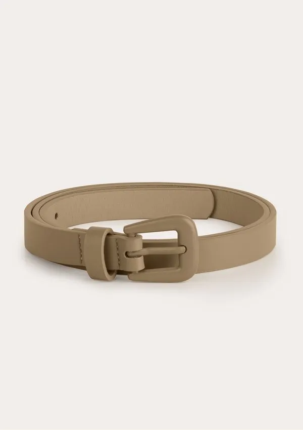 Cinto Feminino Fino Com Fivela De Metal - Bege G