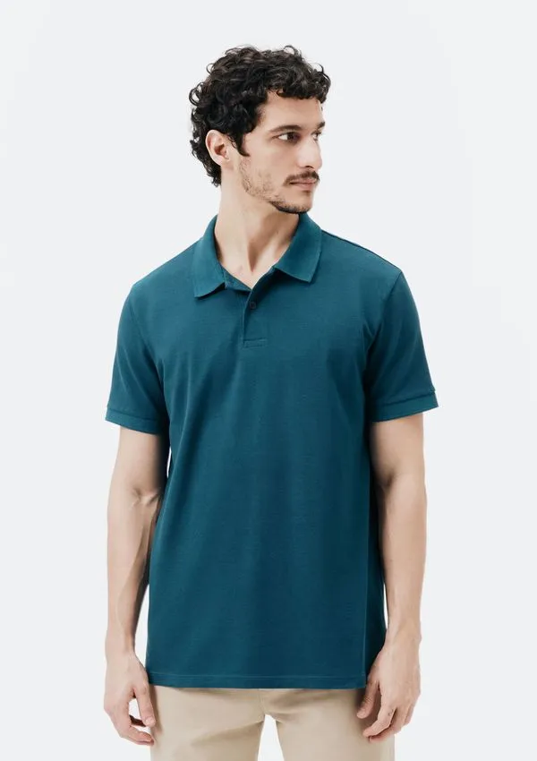 Camisa Polo Básica Masculina Manga Curta Em Piquet - Verde M