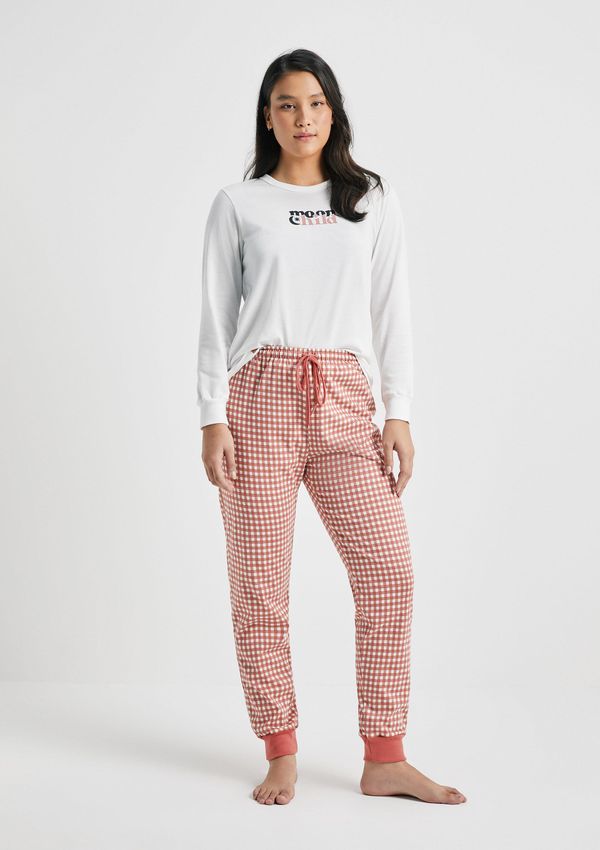 Pijama Longo Feminino Comfort Estampado - Vermelho XP
