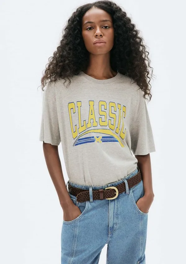 Camiseta Classic Feminina Manga Curta Oversized - Cinza XP