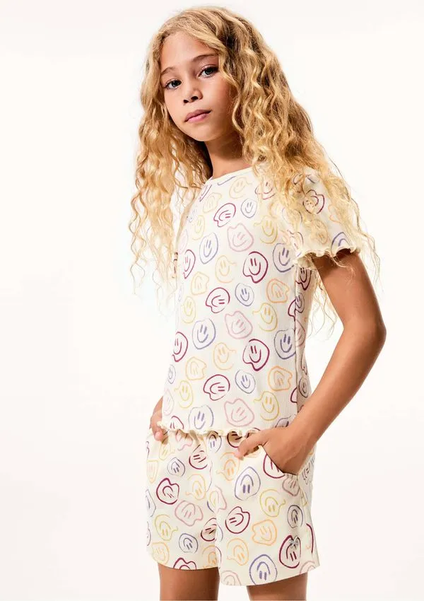 Shorts Básico Infantil Menina Clochard Estampado - Bege 006