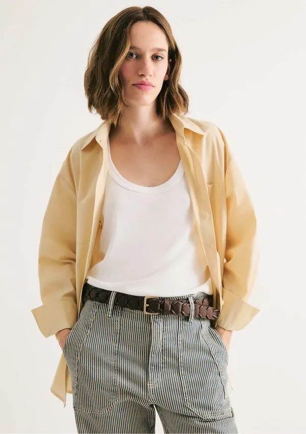Camisa Feminina Oversized Manga Longa - Amarelo XG