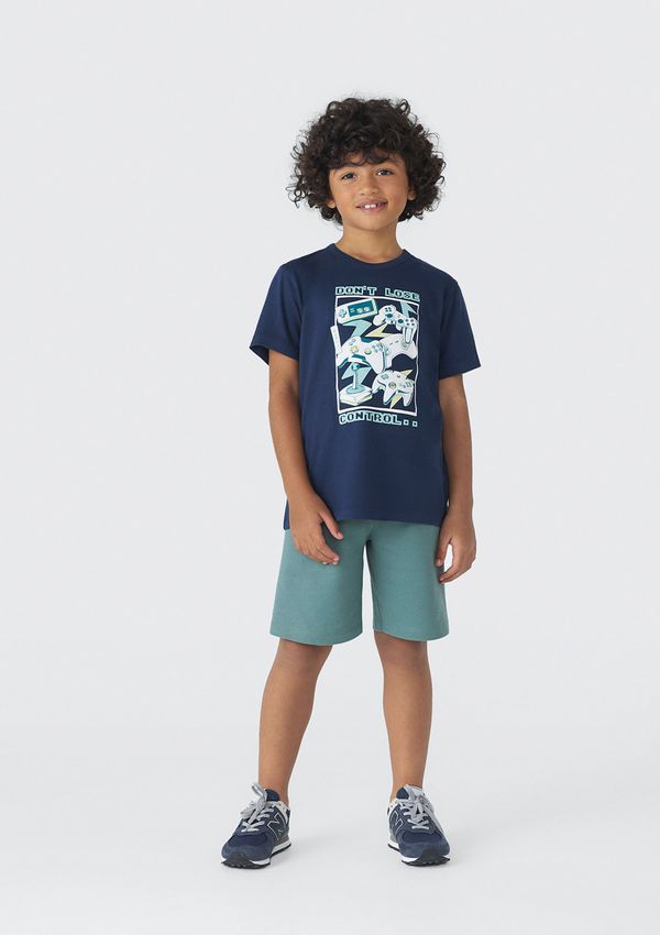 Conjunto Infantil Menino Curto Com Estampa - Azul 002
