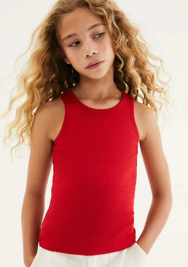 Regata Básica Infantil Menina Em Ribana - Vermelho 014