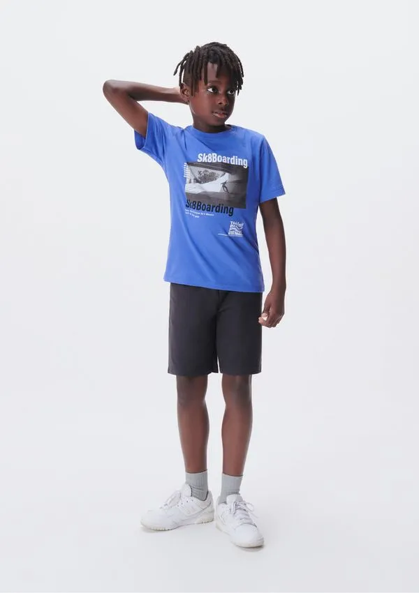 Conjunto Infantil Menino Curto Com Estampa - Azul 014
