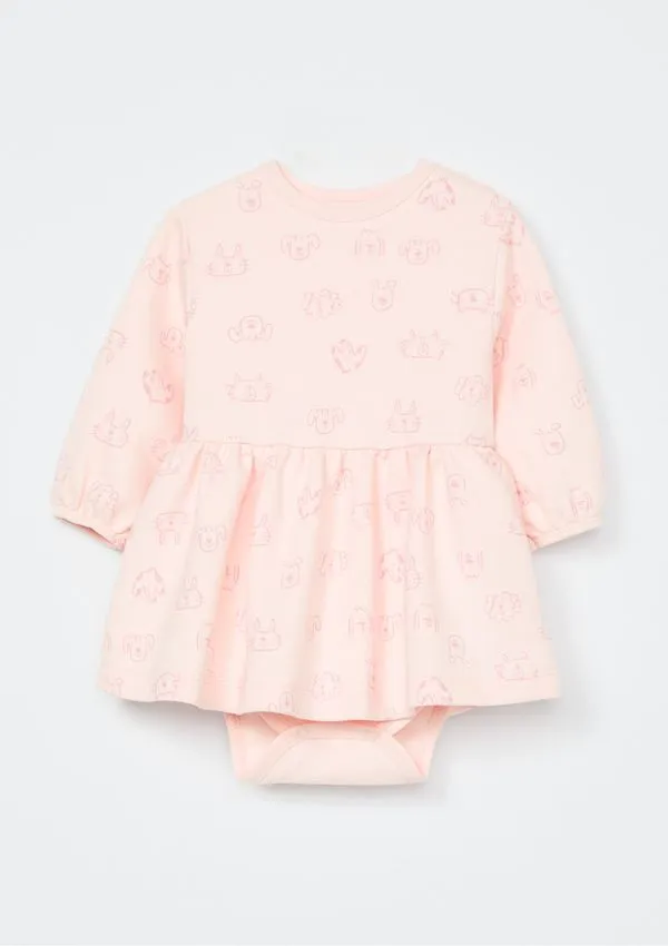 Vestido Body Bebê Estampado - Rosa 24M