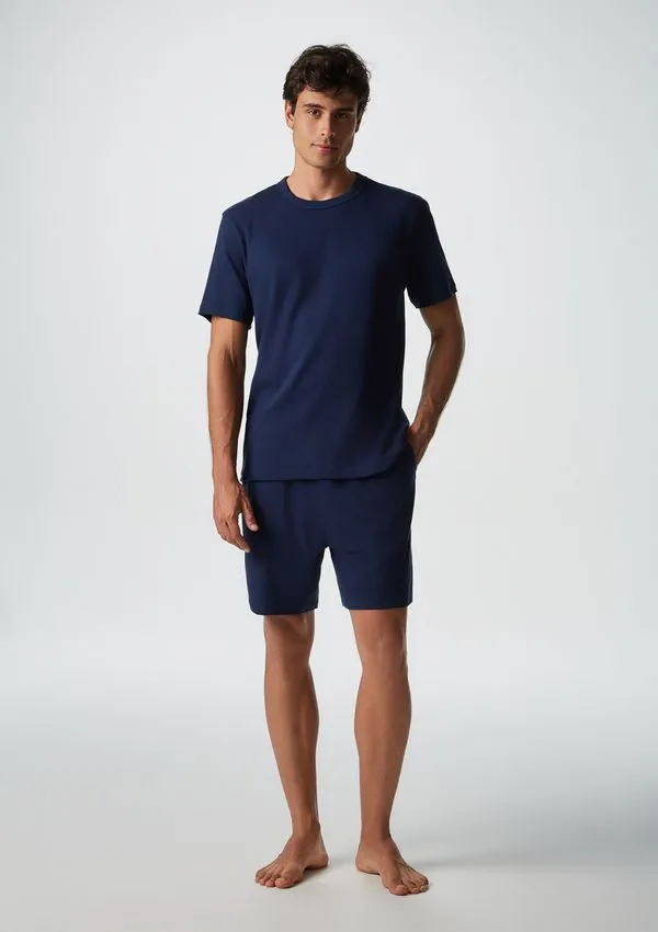 Pijama Masculino Em Ribana Canelada - Azul M