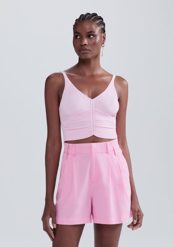 Shorts Feminino De Alfaiataria Em Linho - Rosa 038