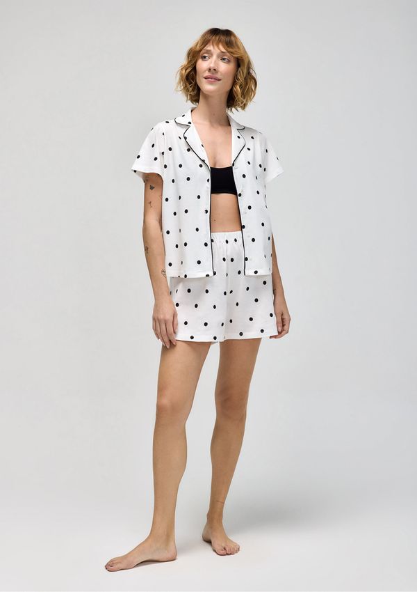 Pijama Curto Feminino Americano Estampado - Off white P