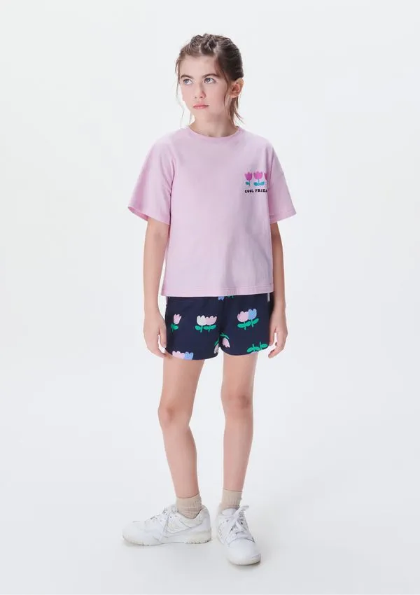 Conjunto Infantil Menina Curto Estampado - Rosa 008