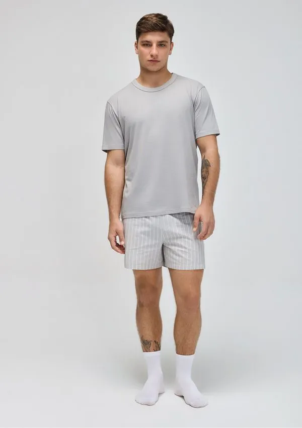 Pijama Curto Masculino Fio Tinto - Cinza P