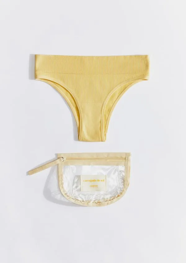 Calcinha Cintura Alta + Necessaire - Amarelo P