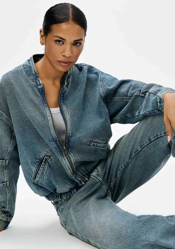 Jaqueta Feminina Jeans Bomber - Azul M