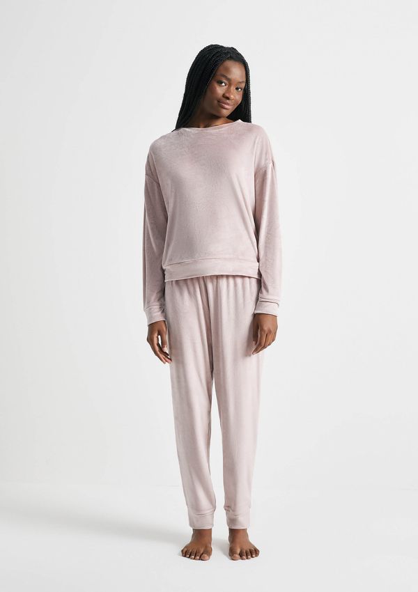 Pijama Longo Feminino Em Plush - Rosa XG