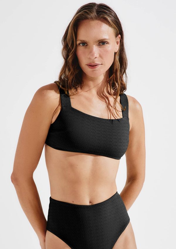 Top Biquíni Reto Texturizado Com Fio LYCRA® - Preto M