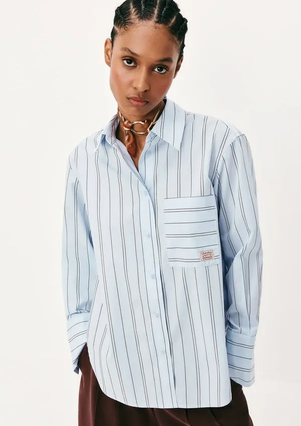 Camisa Feminina Manga Longa Fio Tinto - Azul G