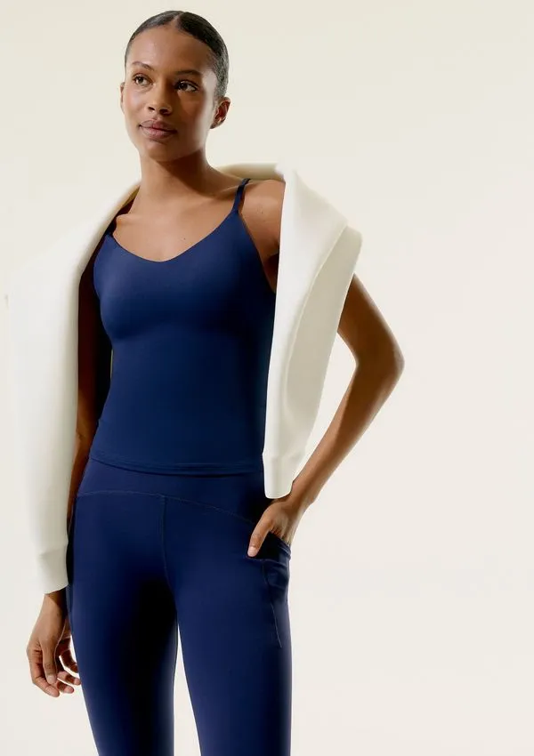Regata Esportiva Feminina Decote V - Azul P