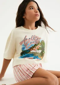 Blusa Infantil Menina Box Oversized Super Cotton - Creme 006