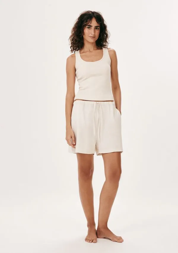 Shorts Feminino Reto Em Viscolinho - Off white XP