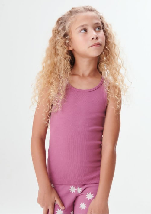 Regata Básica Infantil Menina Em Ribana - Lilás 002