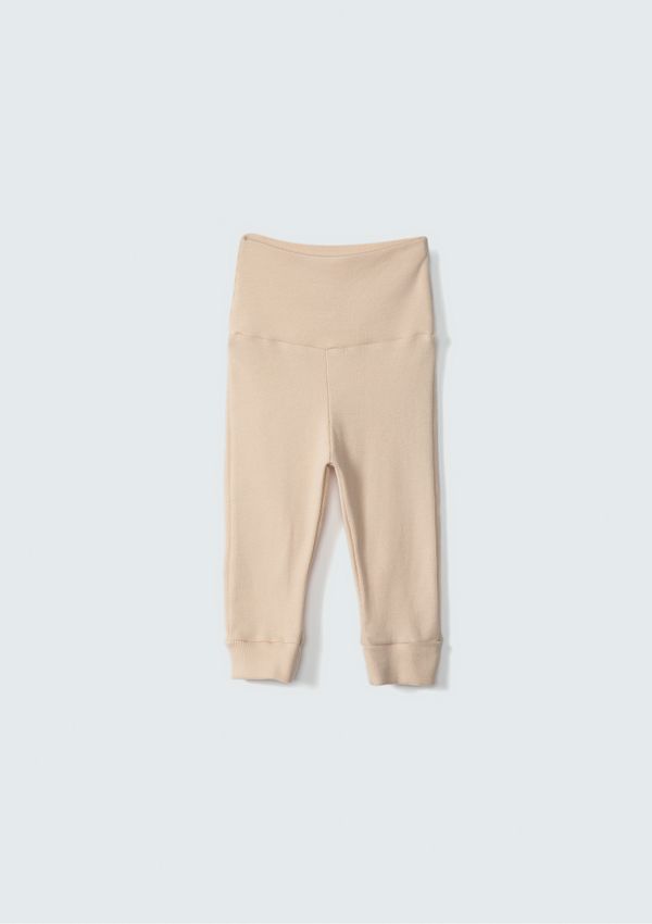 Calça Bebê Unissex Em Cós Alto - Marrom 06M