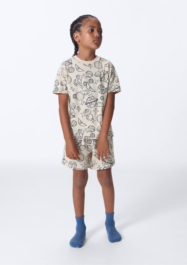 Pijama Curto Infantil Estampado - Off white 012