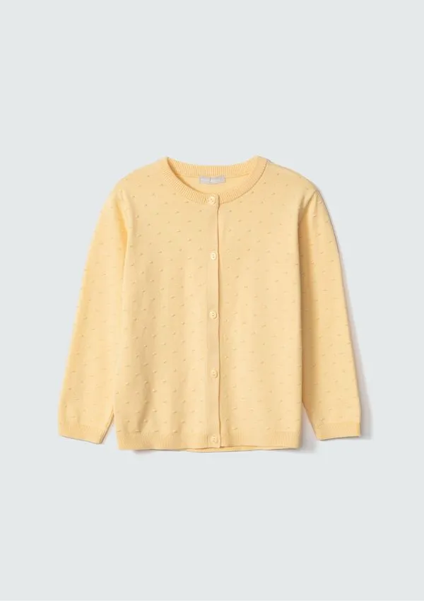 Cardigan Infantil Menina Toddler Em Tricô - Amarelo 004