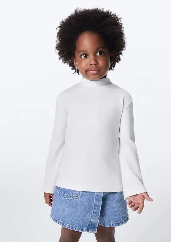 Blusa Infantil Menina Toddler Gola Alta - Off white 001