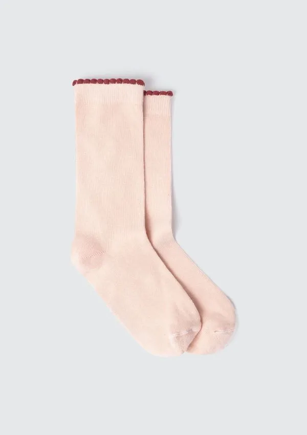 Meia Infantil Menina Cano Alto Com Fru Fru - Rosa XG