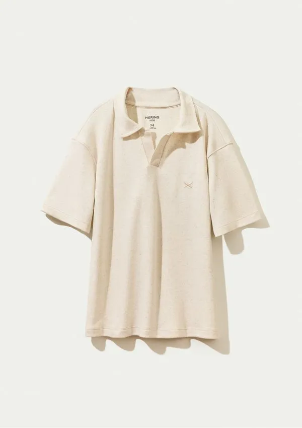 Camisa Polo Infantil Menino Oversized Com Linho - Natural 010