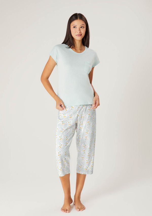 Pijama Longo Feminino Estampado - Verde P