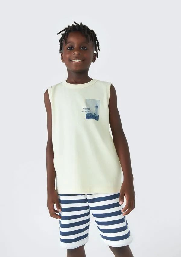 Conjunto Regata Menino Infantil Com Estampa - Amarelo 008